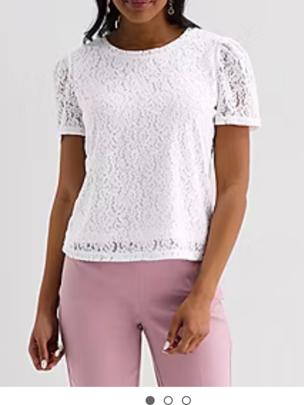 Liz Claiborne White Lace Short Sleeve Size XL